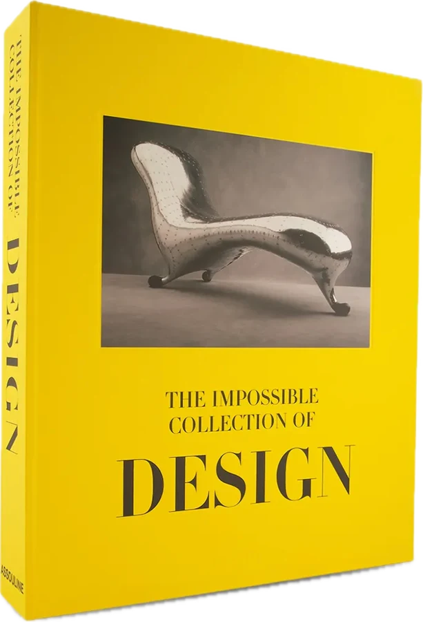 Placeholder: Assouline's The Impossible Collection of Design, a yellow clamshell luxury book