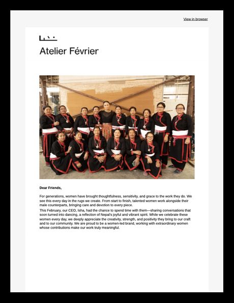 Atelier Février newsletter